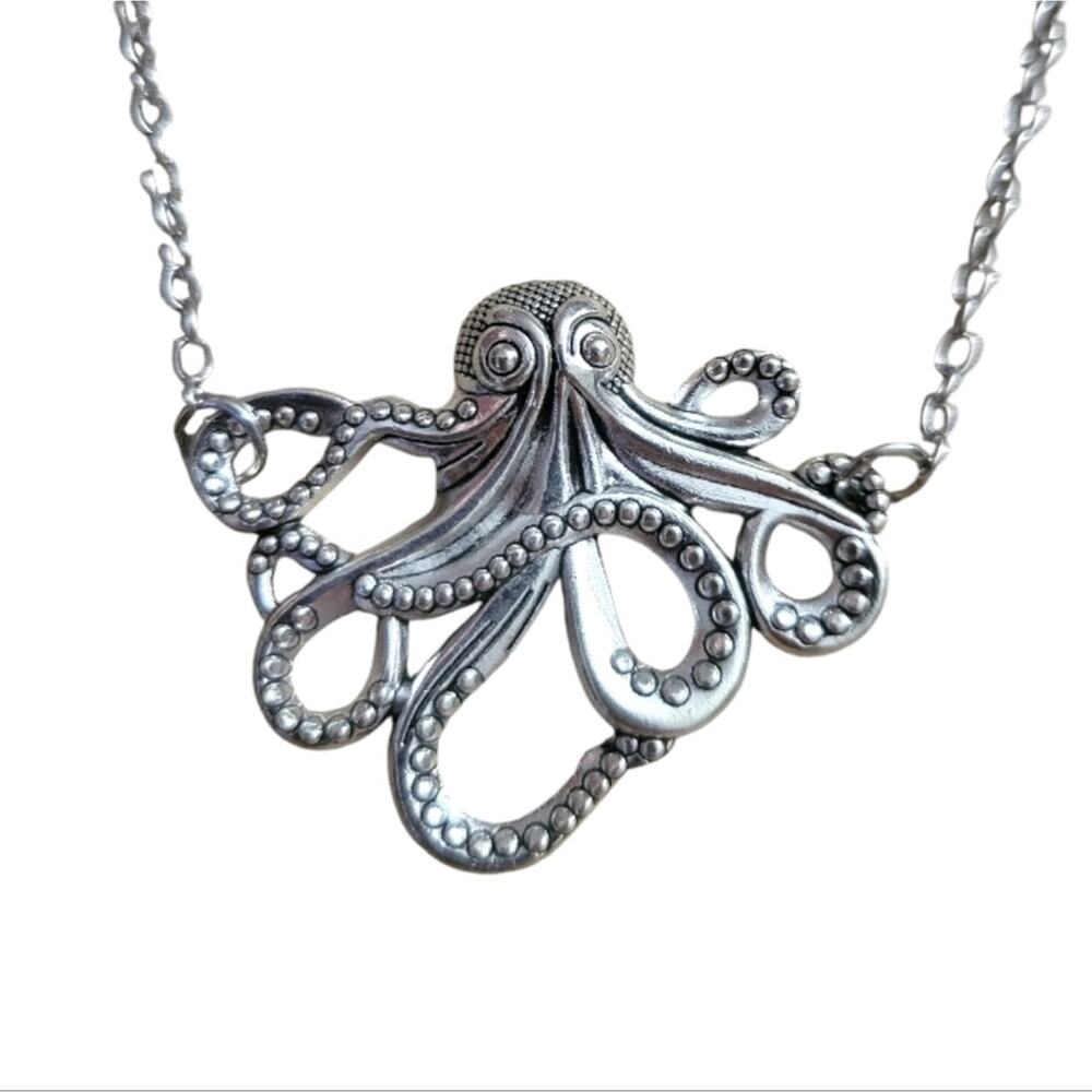 Silver steampunk octopus necklace